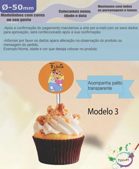 Topper 5 cm -princesas