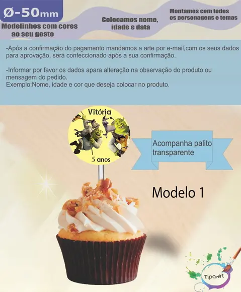 Topper 5 cm -shrek