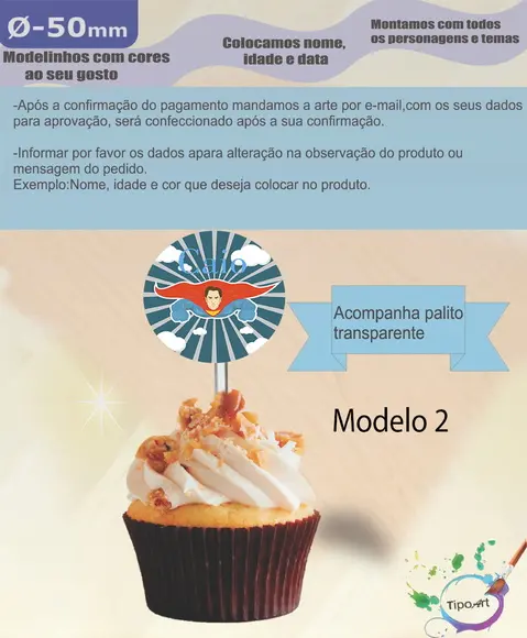Topper 5 cm -super Heroi
