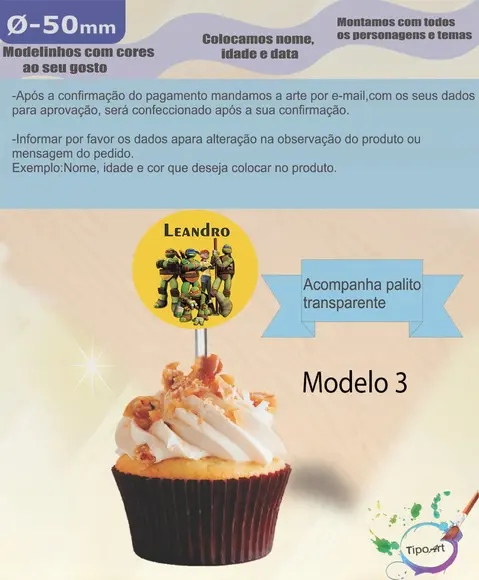 Topper 5 cm -tartaruga Ninja