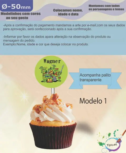 Topper 5 cm -tartaruga Ninja