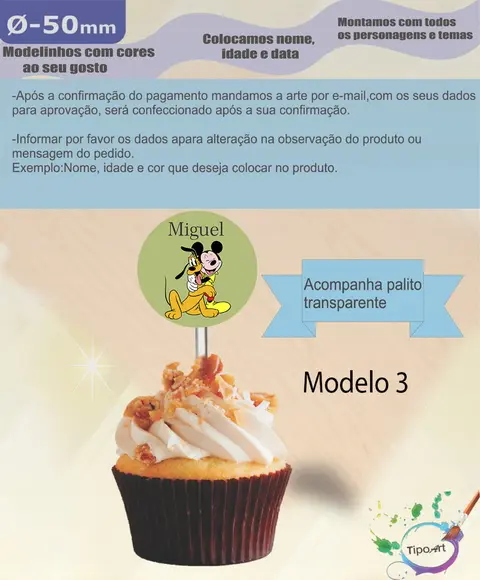 Topper 5 cm -turma do Mickey