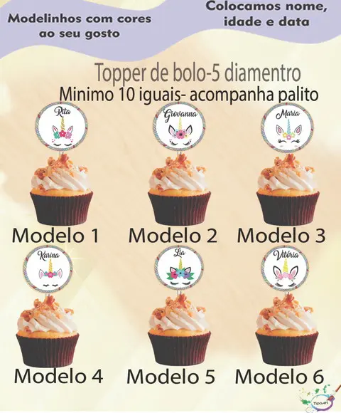 Topper 5 cm -unicórnio