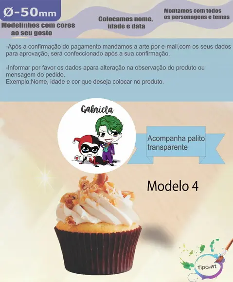 Topper-arlequina- 5 cm