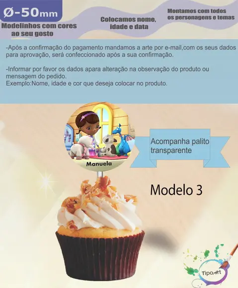 Topper-doutora Brinquedos- 5 cm