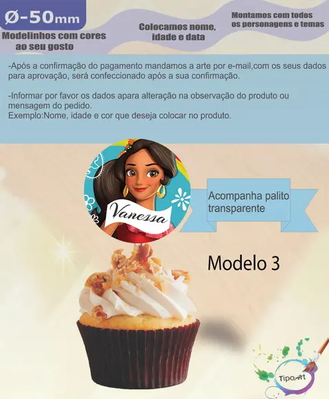 Topper-elena de Avalor- 5 cm