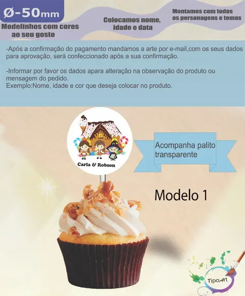 Topper-joão e Maria- 5 cm