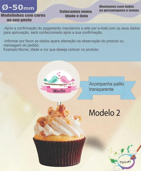 Topper-passarinho- 5 cm
