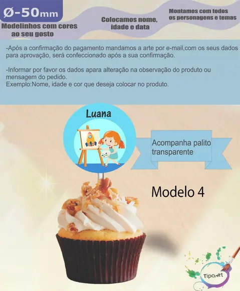 Topper-pintando o 7- 5 cm