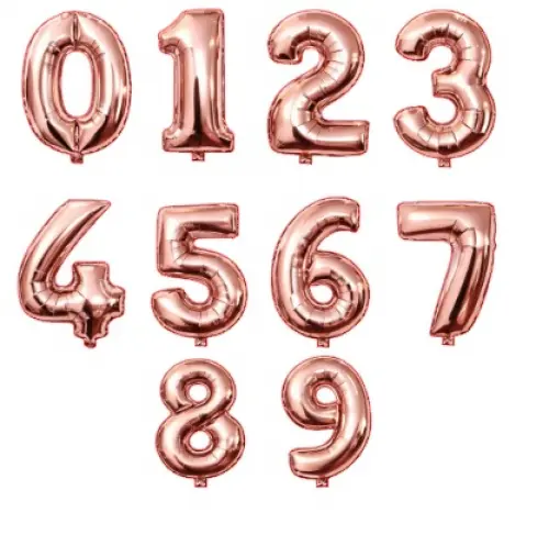 Arquivo de Corte Digital Topo de Bolo Numeros Balões Rosa Gold