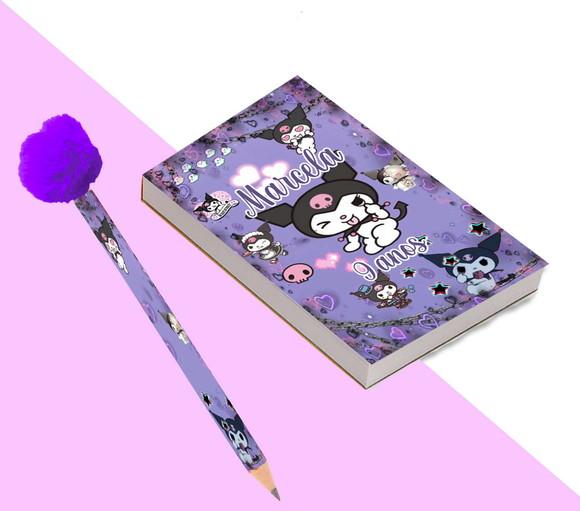 Bloquinho para Rascunho+ Lápis Kuromi Roxo