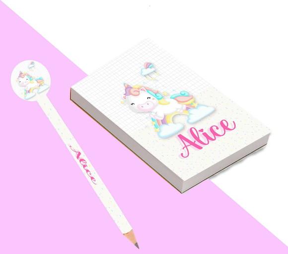 Bloquinho para Rascunho+ Lápis Unicornio