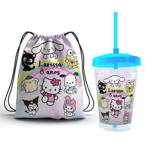 Kit Lembrancinha Copo 400ml+mochila Turma da Hello Kitty