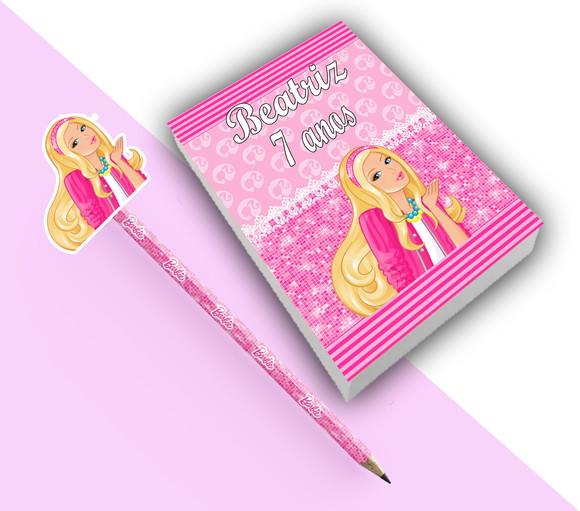 Lembrancinha Bloquinho para Rascunho+ Lápis Barbie