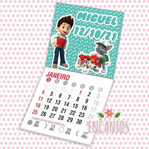 Mini calendário imã de geladeira