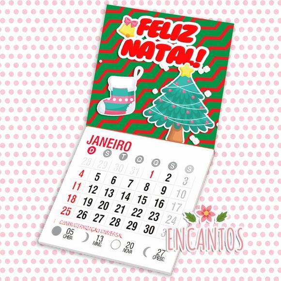Mini calendário imã de geladeira