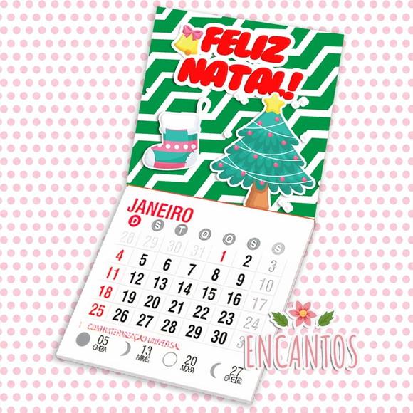 Mini calendário imã de geladeira