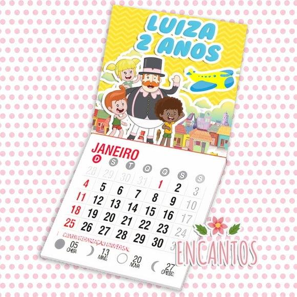 Mini calendário imã de geladeira