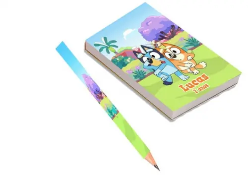 Bloquinho para Rascunho + Lapis Bluey e Bingo