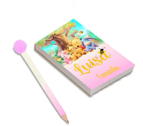 Bloquinho para Rascunho Ursinho Pooh Rosa