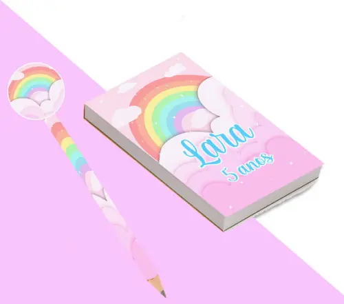 Bloquinho para Rascunho+ Lápis Arco Iris