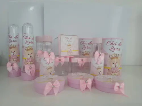 Kit Kit Cofrinho,tubete,latinha,garrafinha Moan Ursinha Rosa