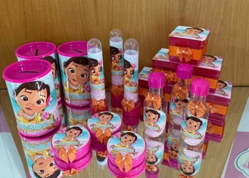 Kit Cofrinho,tubete,latinha,garrafinha Moana Baby