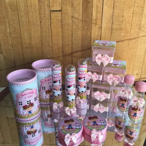Kit Fazendinha Rosa Menina - Completo com 50 Itens
