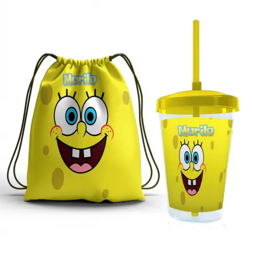 Kit Lembrancinha Copo 400ml+mochila Bob Esponja