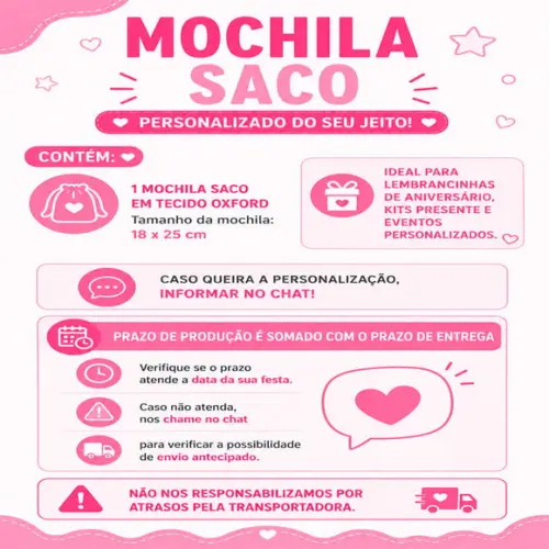 Lembrancinha Brasil Mochilinha Personalizavel