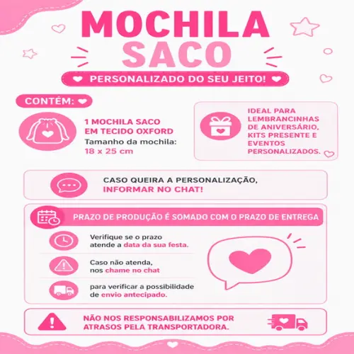 Lembrancinha Turma da Hello Kitty Mochilinha Personalizável