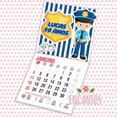 Mini calendário imã de geladeira