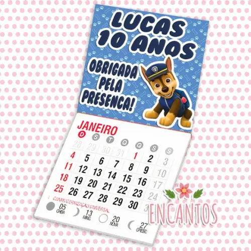 Mini calendário imã de geladeira