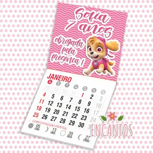 Mini calendário imã de geladeira