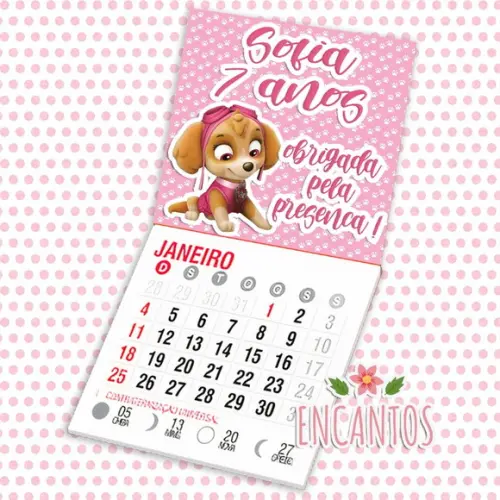 Mini calendário imã de geladeira