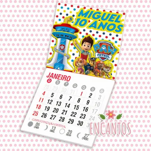 Mini calendário imã de geladeira