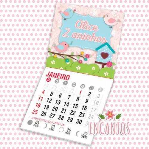 Mini calendário imã de geladeira