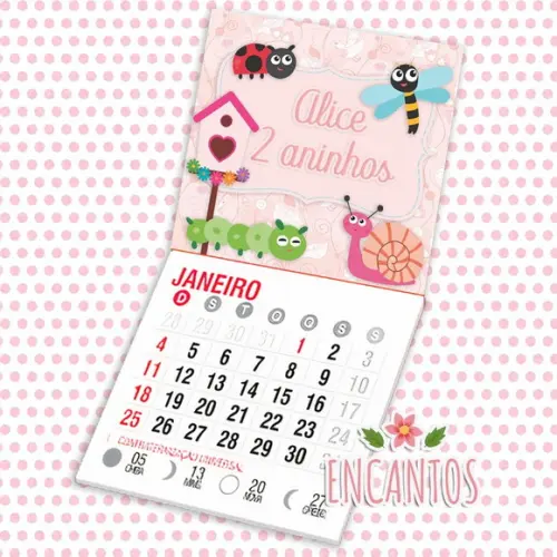 Mini calendário imã de geladeira
