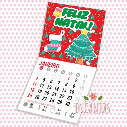 Mini calendário imã de geladeira