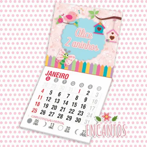 Mini calendário imã de geladeira