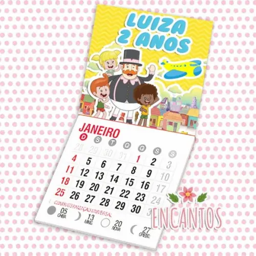 Mini calendário imã de geladeira