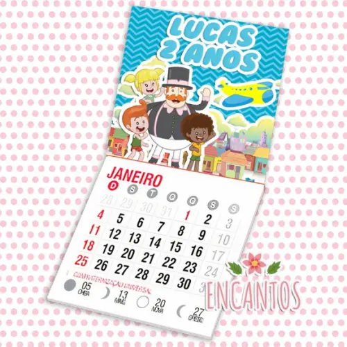 Mini calendário imã de geladeira