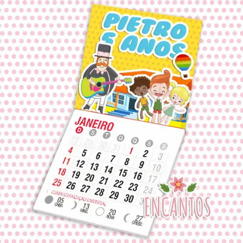 Mini calendário imã de geladeira