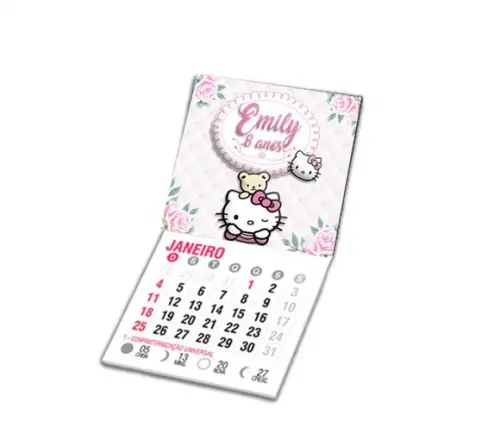 Mini Calendário Imã de Geladeira Hello Kitty