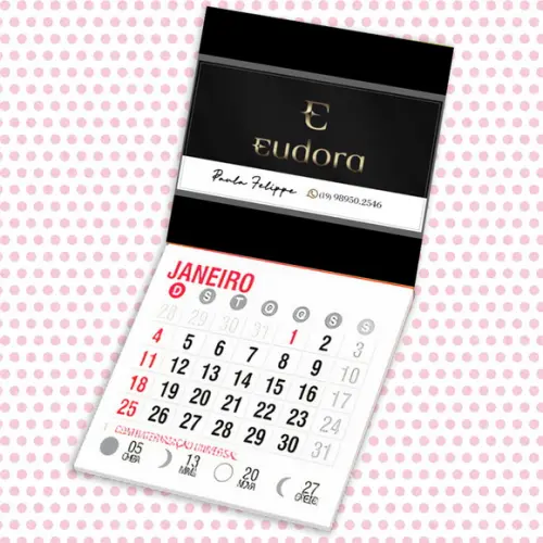 Mini calendário imã de geladeira