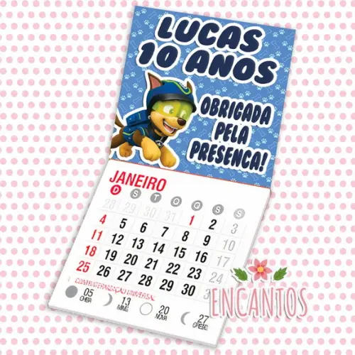 Mini Calendário Imã de Geladeira