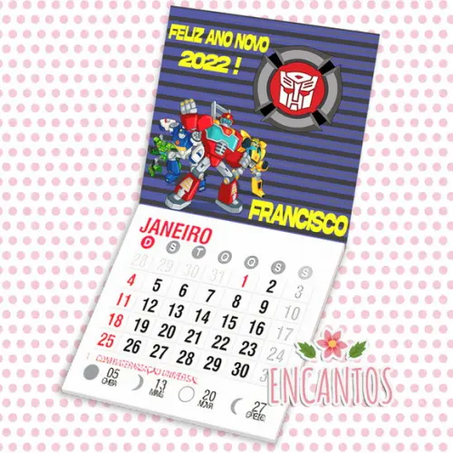 Mini calendário imã de geladeira