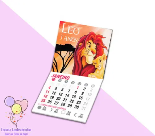 Mini Calendário Imã de Geladeira Rei Leão