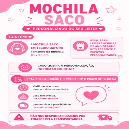 Mochilinha Lembrancinha Guerreiras do Kpop 19x25