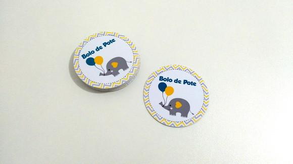 Adesivo 5 cm Bolo de Pote - Elefantinho
